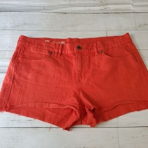 Madewell cutoff jean shorts orange‎ red 2" inseam